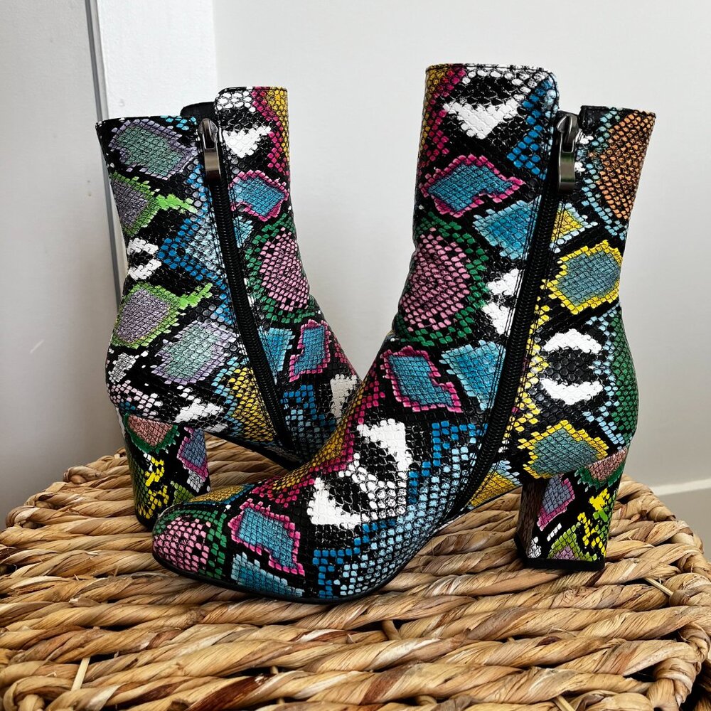 Colorful Snakeskin Boots, Size 7 - Picture 4 of 6